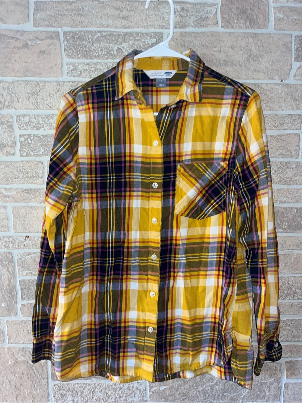 Old Navy Yellow Plaid Button-Down Shirt